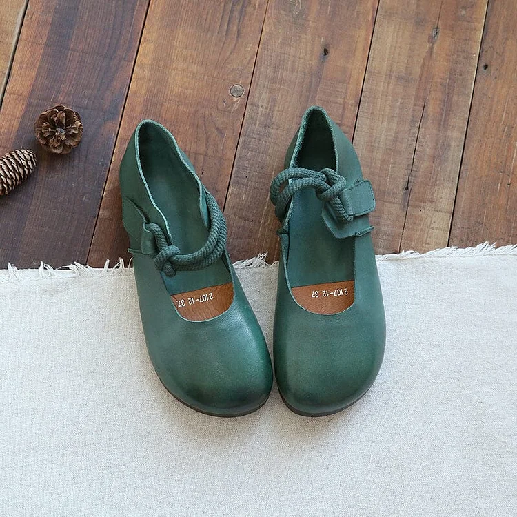 Women Retro Soft Leather Flat Casual Shoes