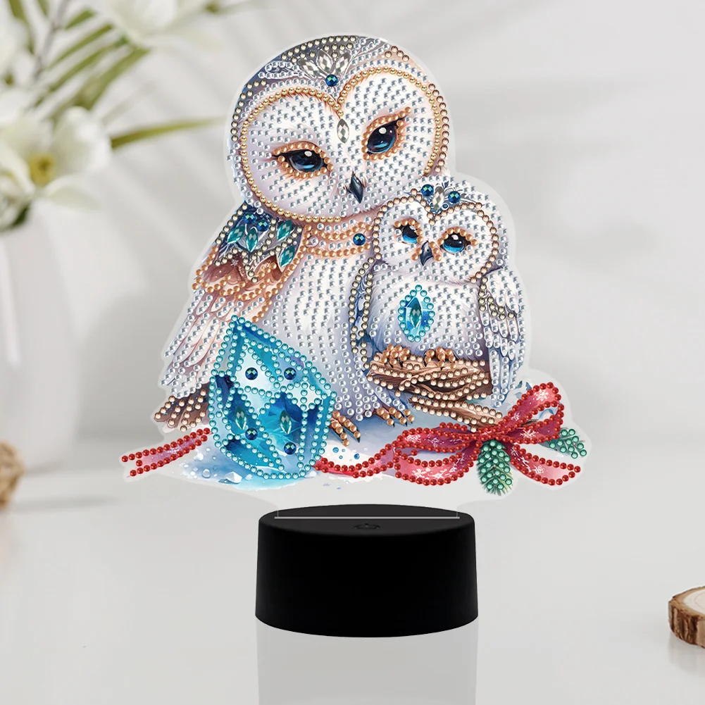 DIY Owl Butterfly Diamonds Painting Table Lamp 5D Diamond Painting Night Light