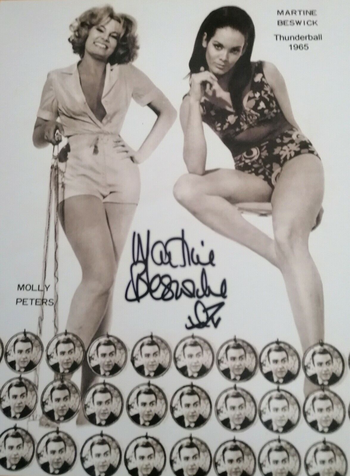 Martine Beswick SIGNED 1965 Film Thunderball GENUINE B x W Autographed Photo Poster painting