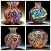 (4er-Pack) Kunstvase - speziell geformtes Diamantgemälde - 30*30cm