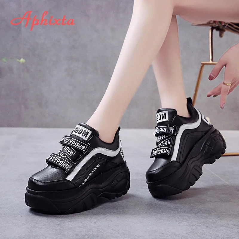 Aphixta Platform Shoes Woman Thick Bottom Chunky Sneakers Women Letter Patchwork High Casual Autumn Winter Plush Boots Footwear