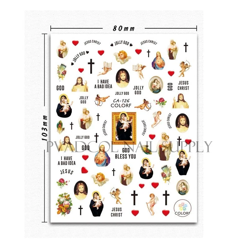 Cherub Nails Jesus Heart Cross Shape 3D Metal Nail Art Alloy Charms Gold Plated Salon Tips Manicure Decoration-Nail Inspo