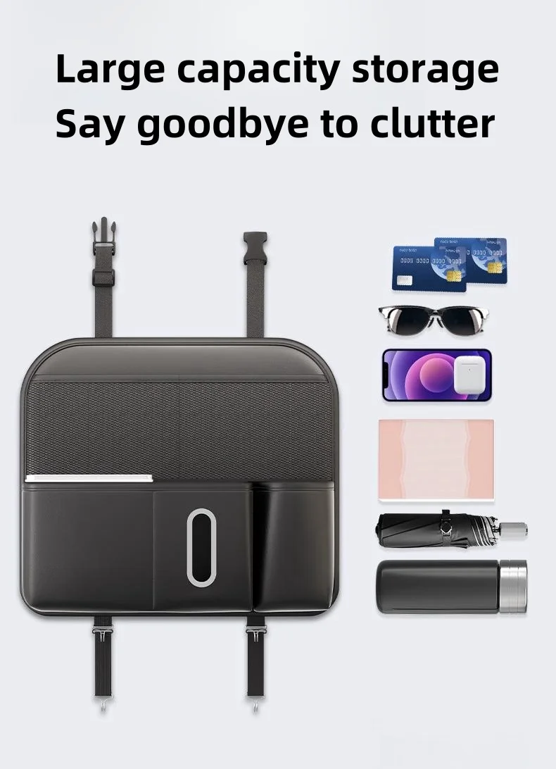 Car Trash Can Tissue Box 2-in-1 Car Seat Back Car Storage Bag