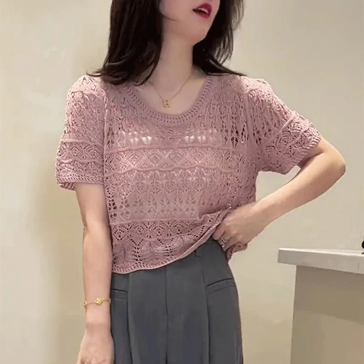 Ueong Ueong New European Goods Fashion Short Air Conditioning Shirt Jacket Summer Thin Hollow Hook Flower Sunscreen Sweater Women's Fashion
