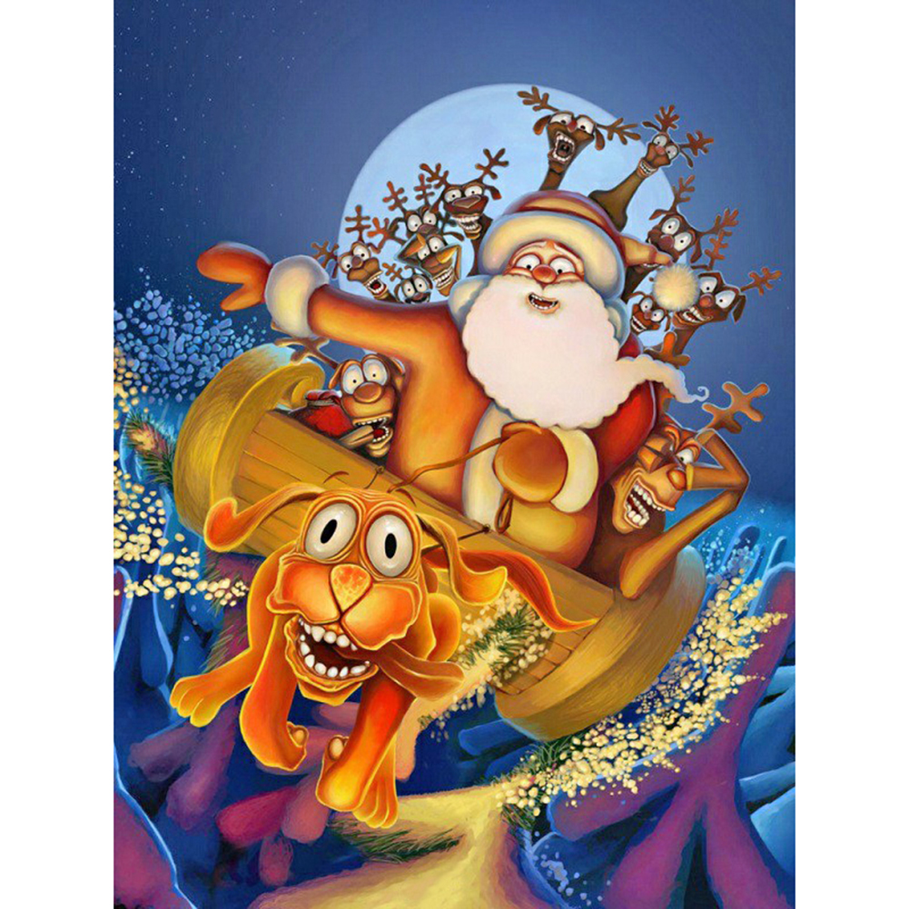 

Santa and Elk - Round Drill Diamond Painting - 30*40CM, 501 Original