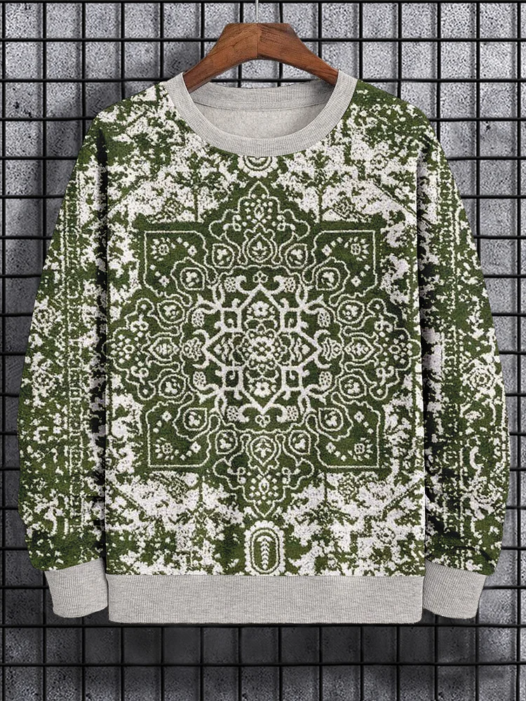 Men's Retro Traditional Geometric Patterns Art Print Casual Sweatshirt