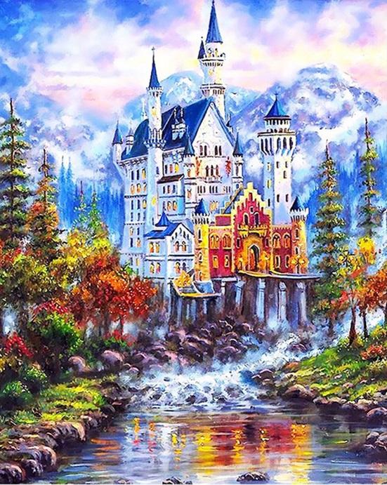 

Fantasy Castle In a Mountain – Paint By Numbers - 40*50CM, 501 Original