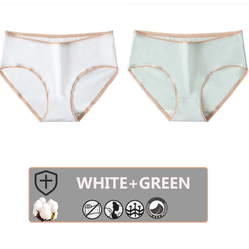 FINETOO 2PCS/Set Cotton Panties Women Sexy Underwear For Girl Lingerie Lady Cute 8 Solid Candy Colors Pantys Woman Female Briefs