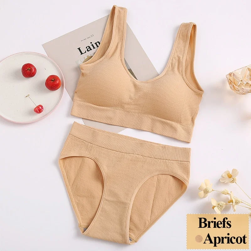 Women Bra Set Female Tube Tops Tank + Panties Vest U-Shaped Back Underwear Seamless Lingerie Female Bralette Backless Crop Tops