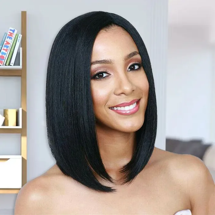 Wignee Middle Part Brazilian 13x2 Lace Front Human Hair Straight Bob Wigs wignee hair