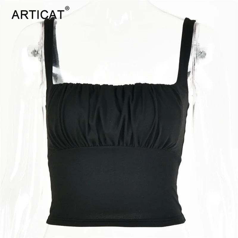 Articat White Ruched Sexy Crop Top Women Strapless Backless Summer Tank Top Tees Slim Casual Beach Camisole Bralette Streetwear