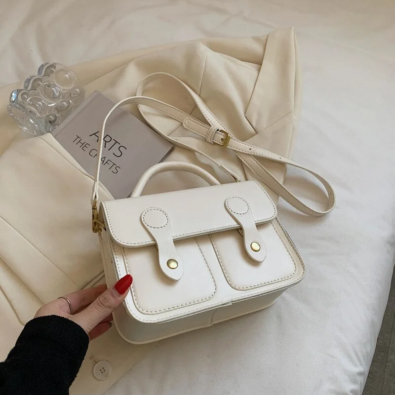 LEFTSIDE Solid Color Small PU Leather Crossbody Shoulder Bag with Short Handle 2021 Winter Fashion Travel  Handbags and Purses