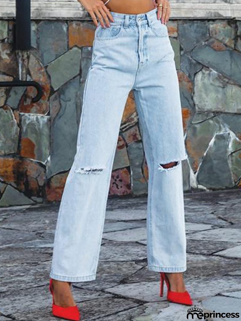 Women's Jeans Fashion Ripped High Waist Jeans