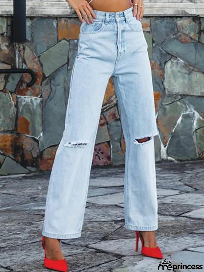 Women's Jeans Fashion Ripped High Waist Jeans