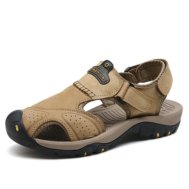 MIXIDELAI New Summer Men's Shoes Outdoor Casual Shoes Sandals Genuine Leather Non-slip Sneakers Men Beach Sandals Big Size 38-46