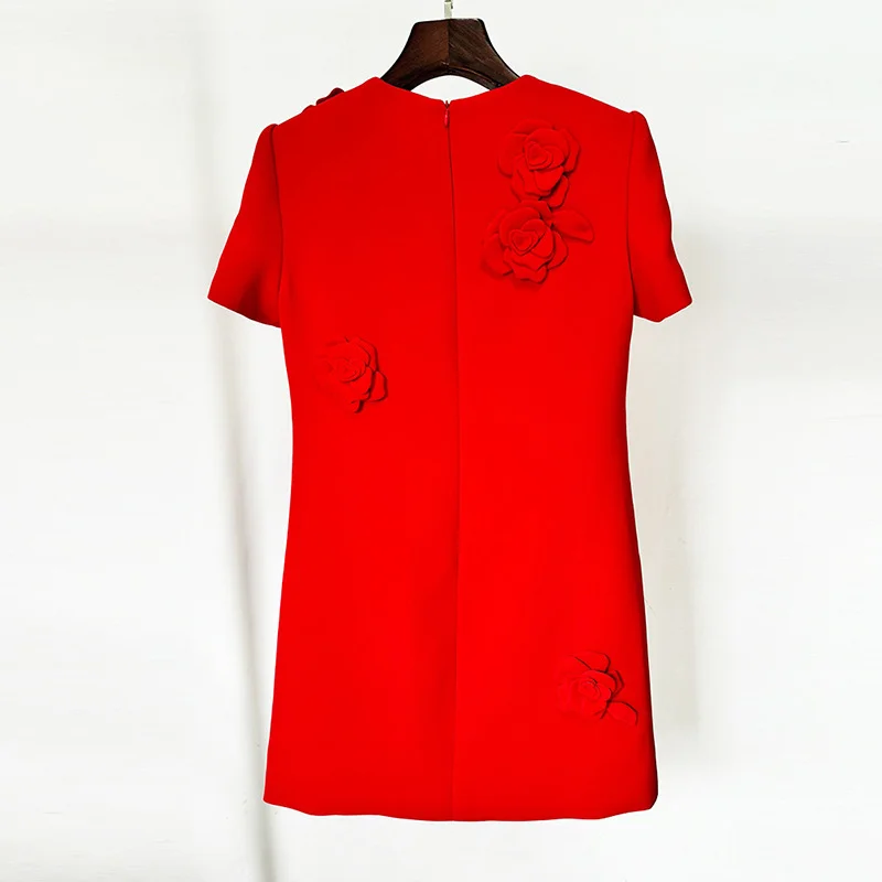 Nigikala Nigikala New Star Fashion Heavy Industry Three-Dimensional Flowers Short-Sleeved Dress