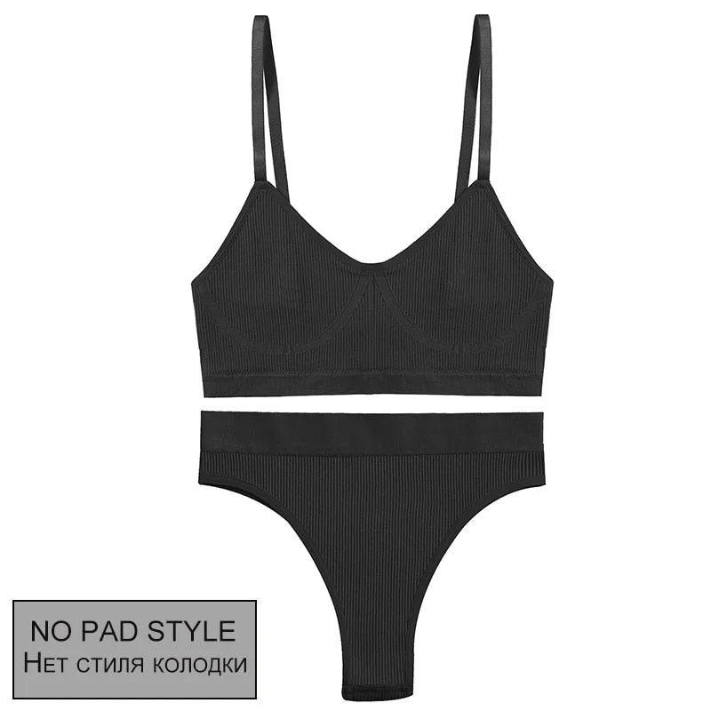 FINETOO Women Seamless Bra Set Bra Top + Pantys Brassiere Fitness Underwear Lingerie Women's Swimwear Push Up Sexy Tank Top Girl