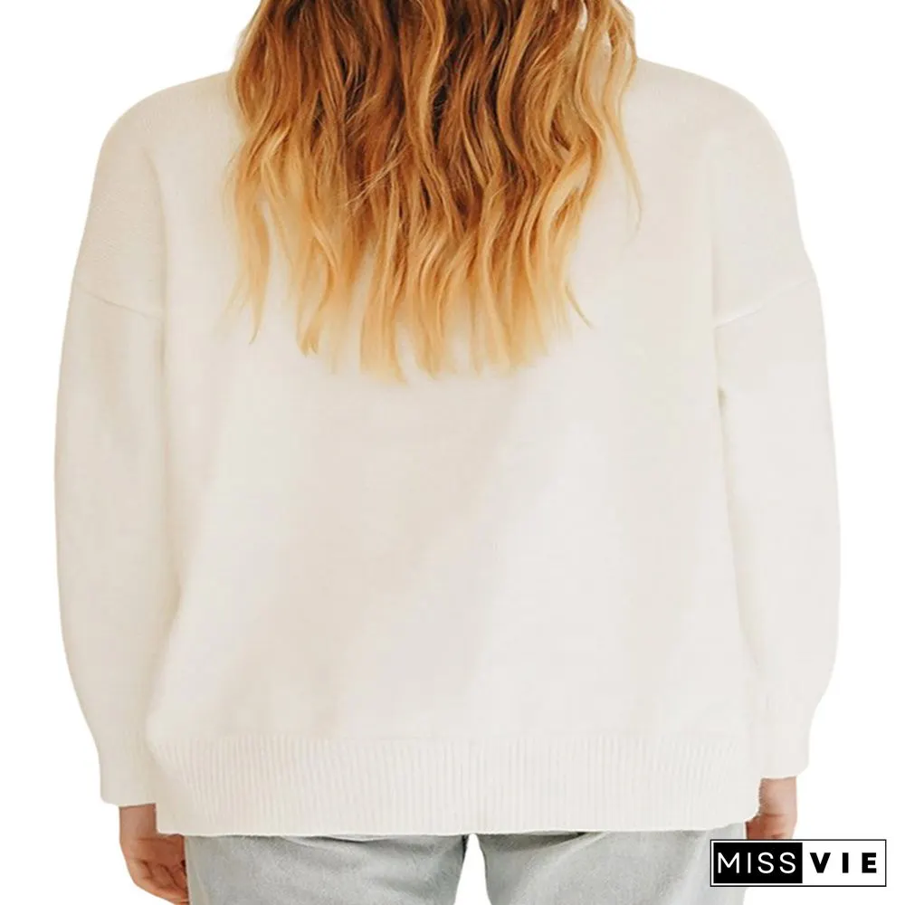 Womens sweaters Winter long sleeve flower sweater Oversized pullover tops Casual