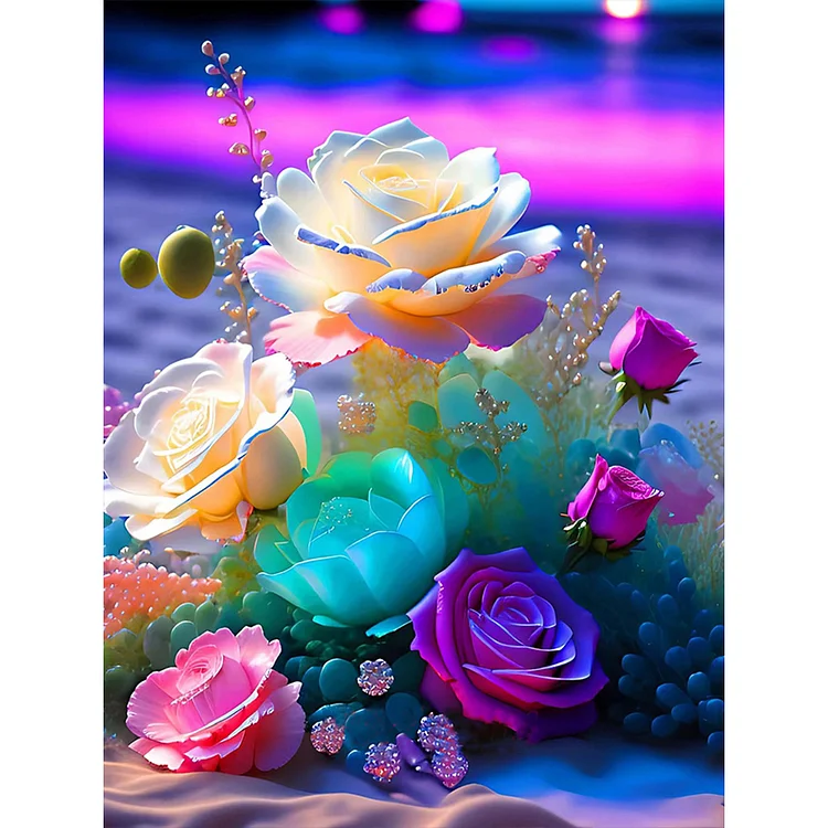Seaside Crystal Rose 30*40CM(Canvas) Full Round Drill Diamond Painting gbfke
