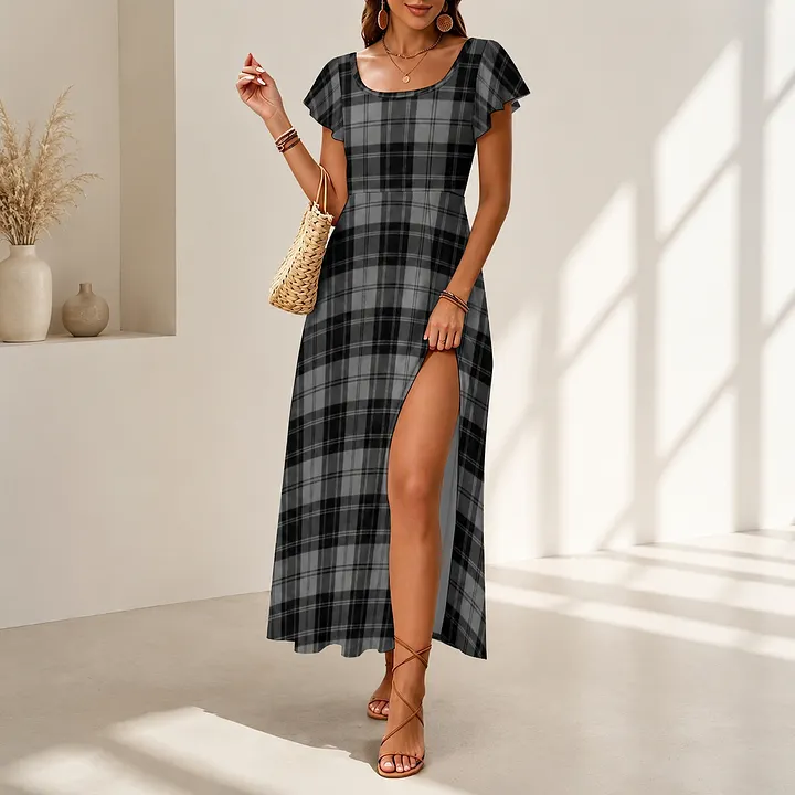 buffalo check maxi dress Love Kuza Camel Buffalo Plaid Venechia Maxi Wrap Dress Camel/Black Plaid / Small (2-6)