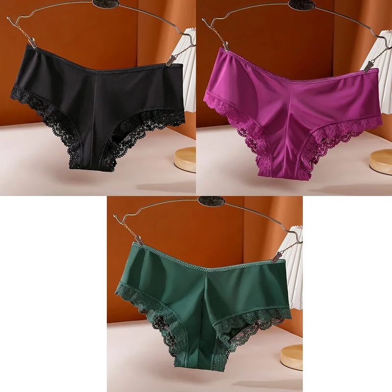 Billionm Sexy Women's Panties Low-Rise Hollow Out Cross Underwear Ice Silk Lace Female Comfort Seamless Lingerie