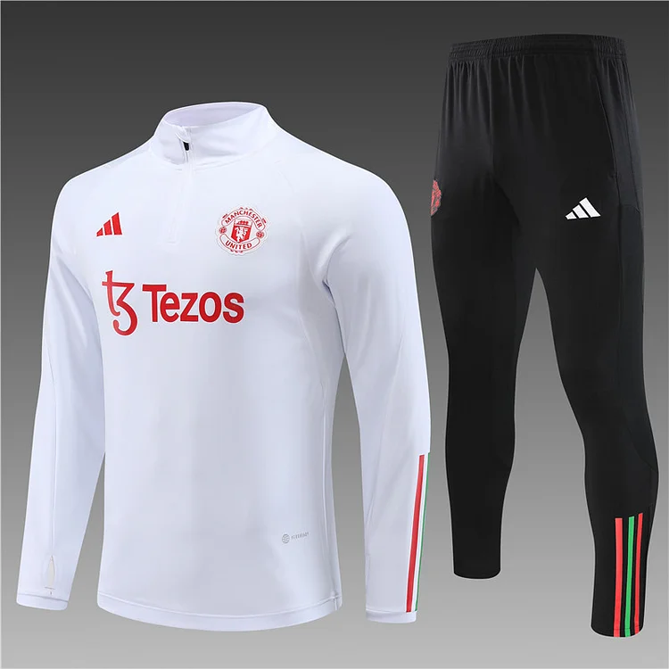 2023-24 Manchester United White Half-zip Training Jersey