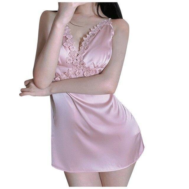 Dresses Bandage Lace V-neck Open Back Bow Suit Pink Sleep Sexy Dress Fashion Tank Dress Dress Women Flower Soft Mini Dress 2021