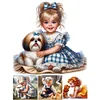 Vie d&rsquo;animaux de compagnie fille-plein diamant rond peinture-30 * 30cm