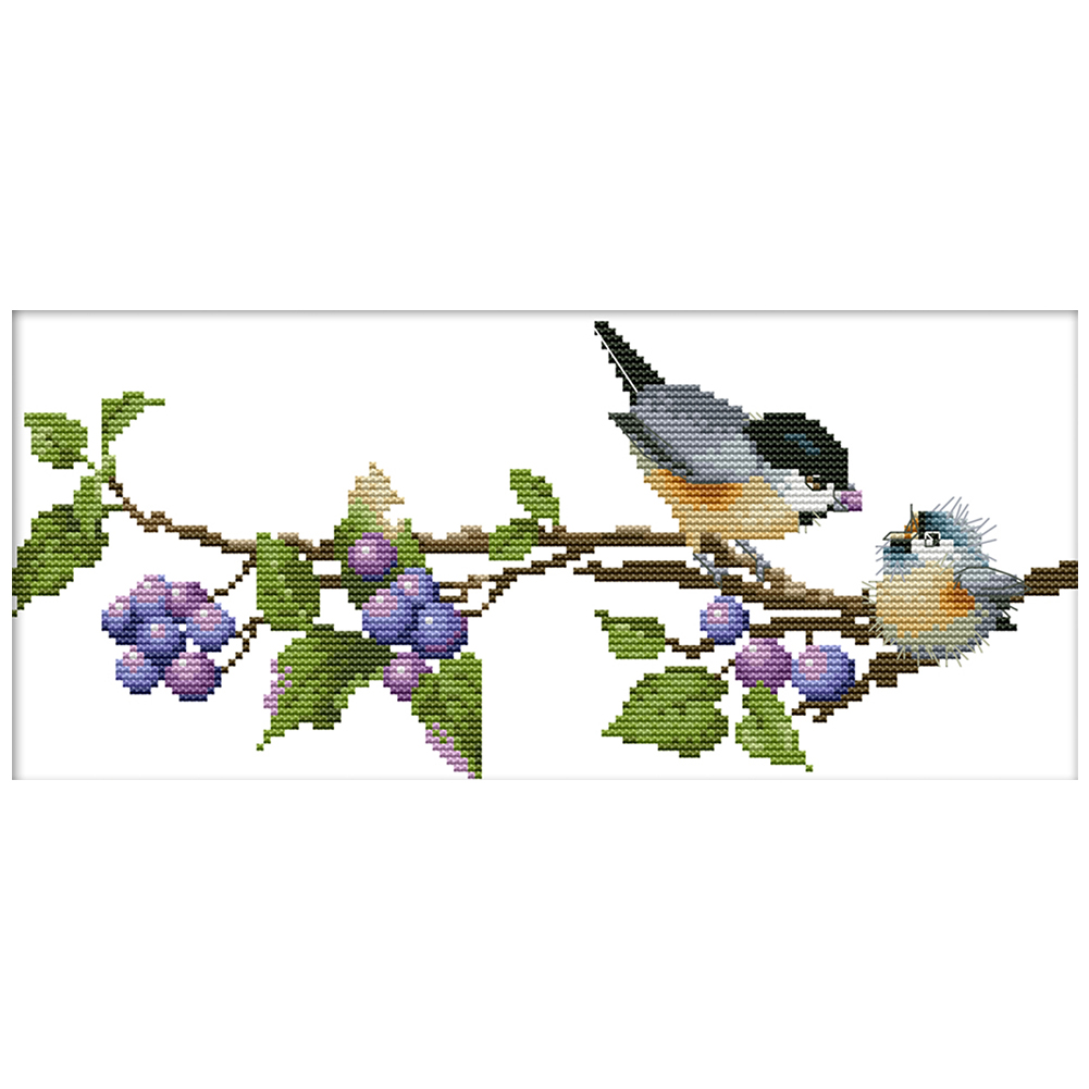 

Birds Flower - 14CT Stamped Cross Stitch - 35*17CM, 501 Original