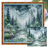 Moonlight Over Lotus Pond-14CT Stamped Cross Stitch Egyptian Cotton 46*46cm/18.11*18.11in tapestrymarket