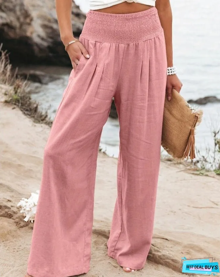 Ubud -High waist cotton linen pants