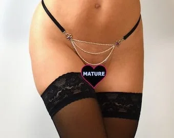 Pornhint Crotchles bikini's with chain, sexy crotchless panties, thong panties, gifts for women, uncensored string panties, open lingerie,underwear