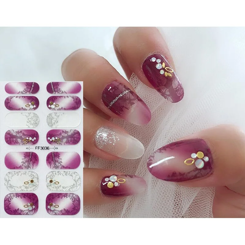 Watercolor Style Nail Wraps DIY Nail Accesoires Designed Nail Tape Nail Adhesive Creative Nail Tape Full Beauty Nail Strips