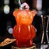 Cute Bear Glass Cup Cartoon Bear Shaped Coffee Mug Beverage Glasses (No Straw)