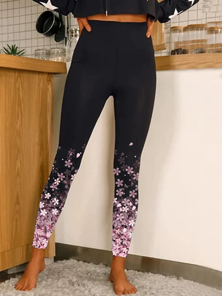 Women's High Waist Butt Lift Floral / Botanical Yoga Leggings