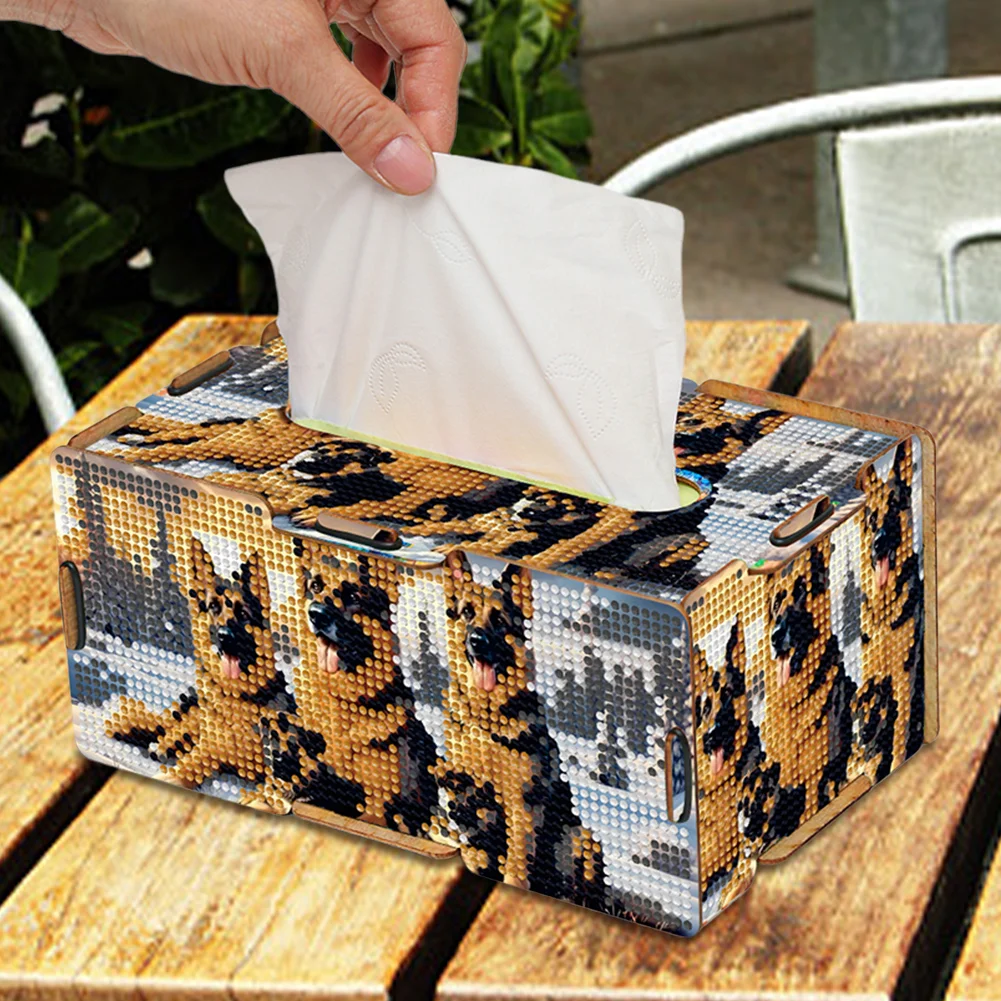 Diamond Painting Tissue Box Kits Decorative Rhinestone Craft Kit (Winter Hound)