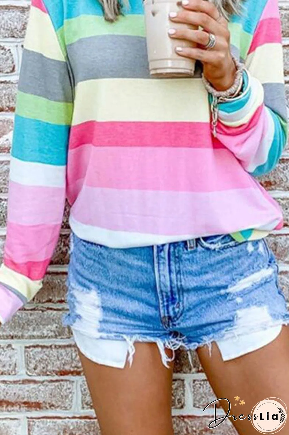 Rainbow Stripe Long Sleeve Top