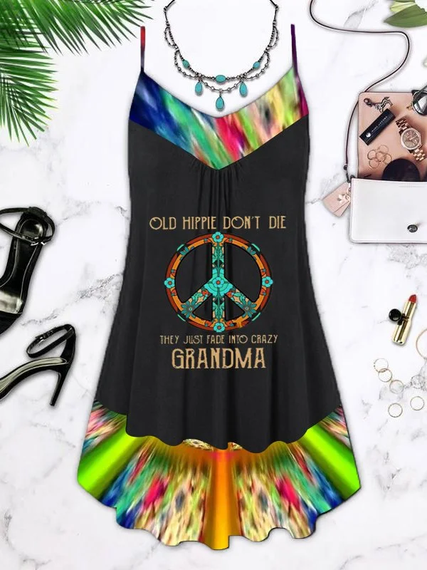Hippie Soul Leather Print Spaghetti Strap Dress