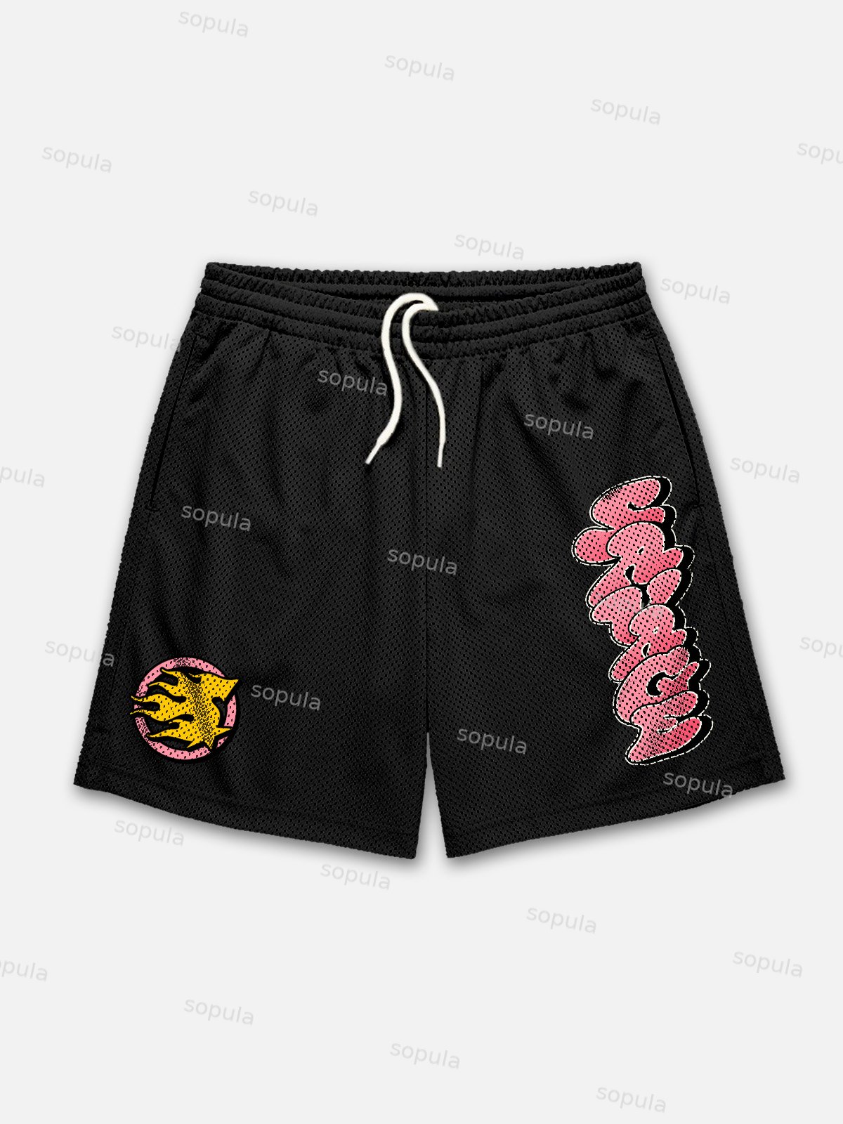 Savage Street Letter Dot Print Graphic Mesh Shorts - SOPULA