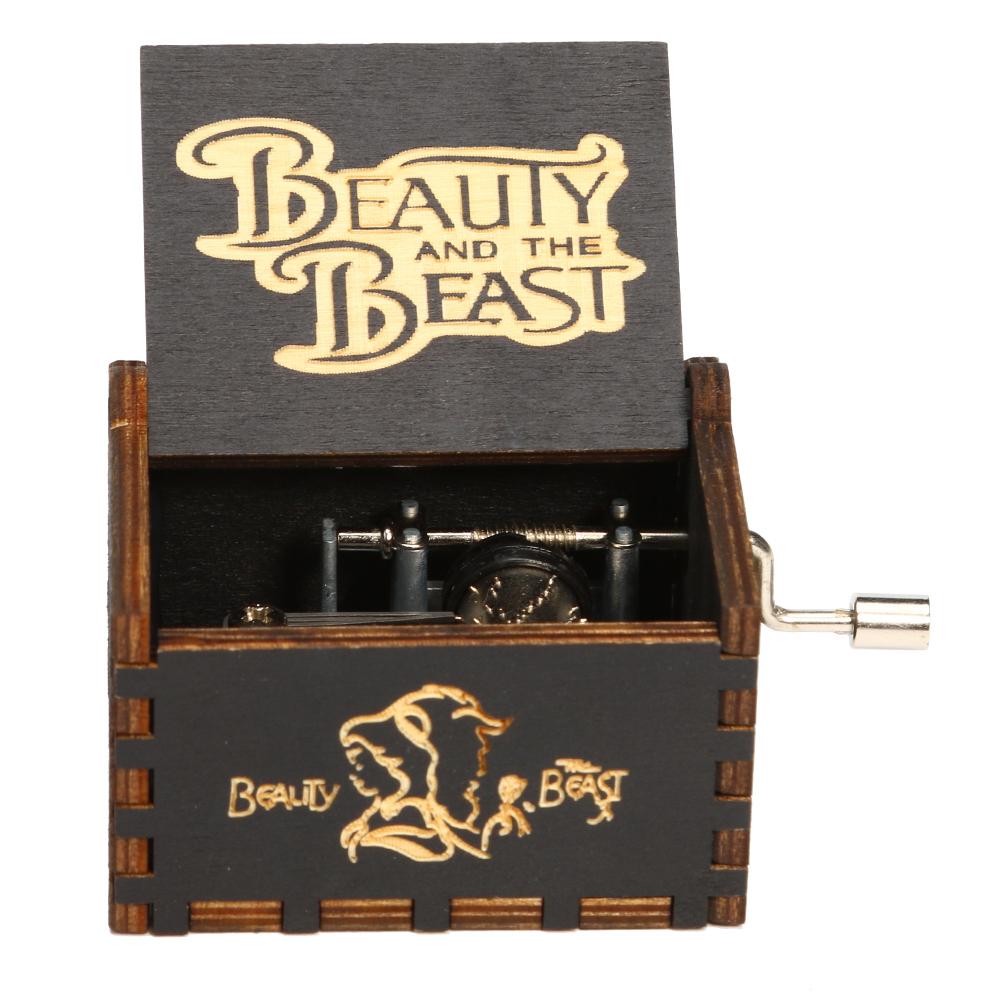 Vintage Wooden Music Box Antique Hand Crank Clockwork Box Home Decor (C)