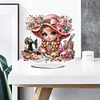 (US Only)2D Flat Print Sewing Machine Girl DIY Double-Sided Desktop Diamond Art Kits
