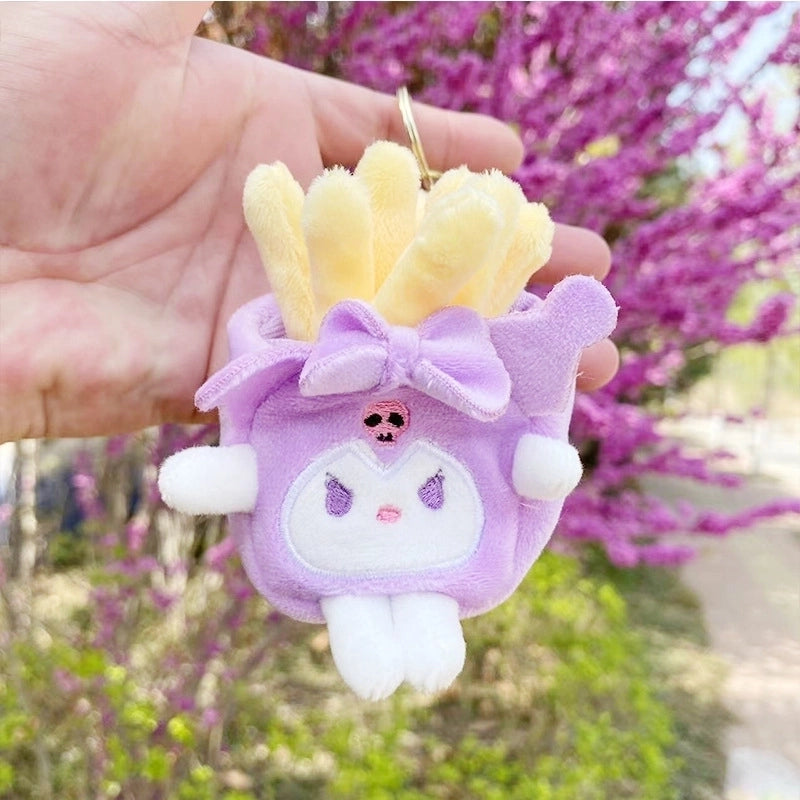 3 Pieces Cute Novelty Toast Hamburger Hot Dog Pp Cotton Plush Unisex Bag Pendant Keychain