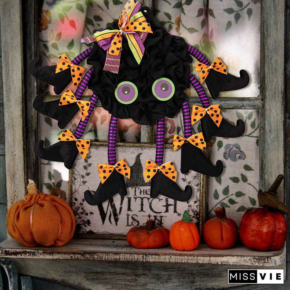 Halloween Spider Fabric Door Hanging Window Pendant Halloween Wreath Garland