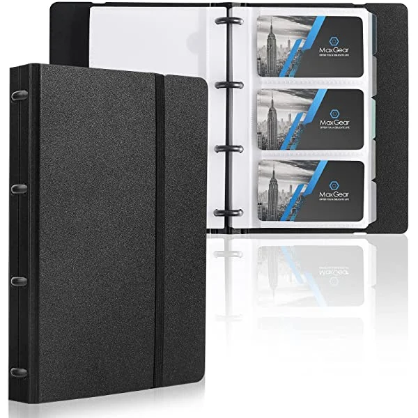 GENEMA 600/800 Sheets Business Card Storage Case with Letter Tabs Business Index  Card Organizer Holder for Office School Desk 