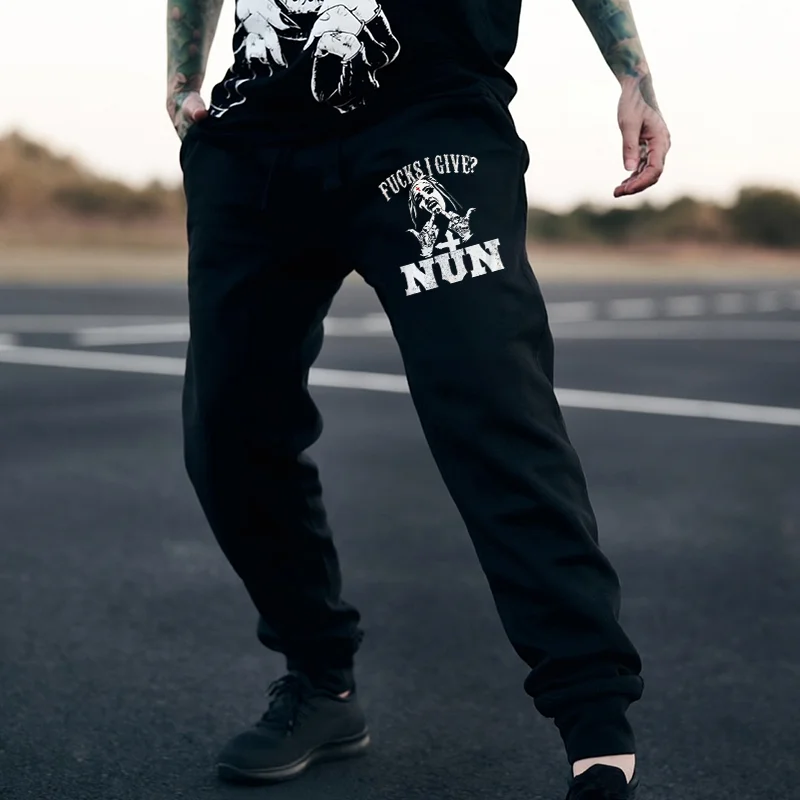 F**Ks I Give? Nun Print Casual Men's Sweatpants