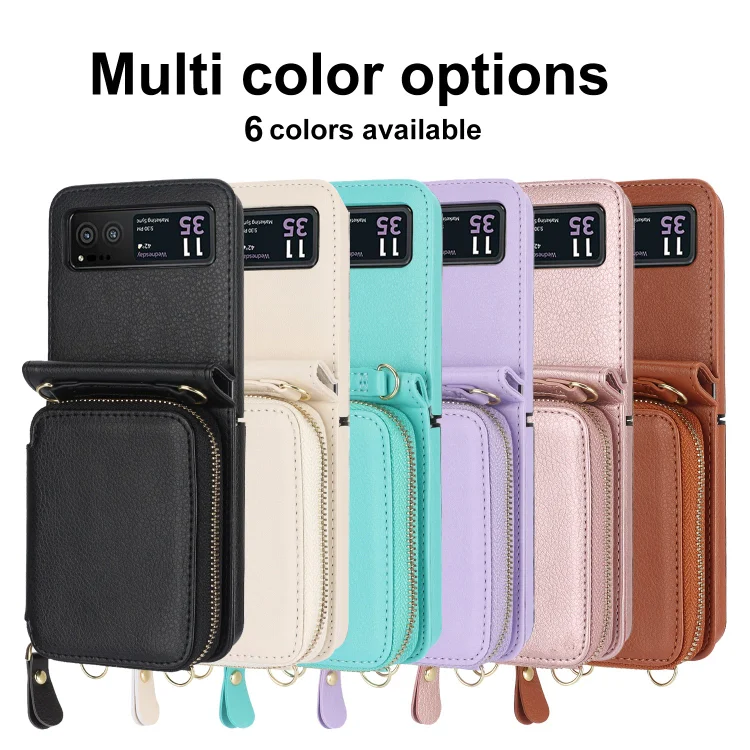 Suitable for Samsung  Galaxy Z Flip3/4/5 Zipper Bag Mobile Phone Case Leather Case Card Holder