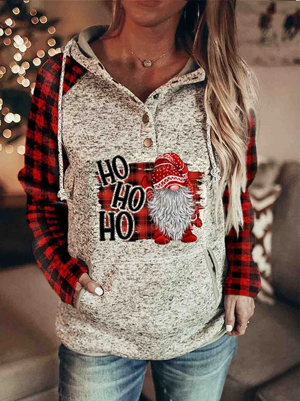 Red Plaid Women's Hoodie Christmas Print