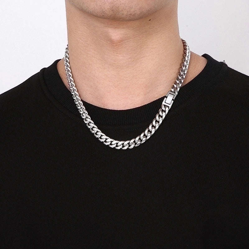 Minimalist Solid Color Titanium Steel Chain Men's Necklace