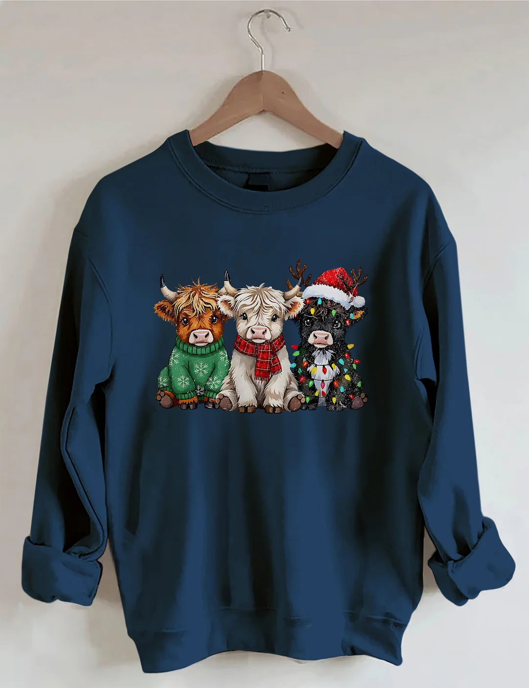 Rustic Highland Cows Christmas Sweatshirt