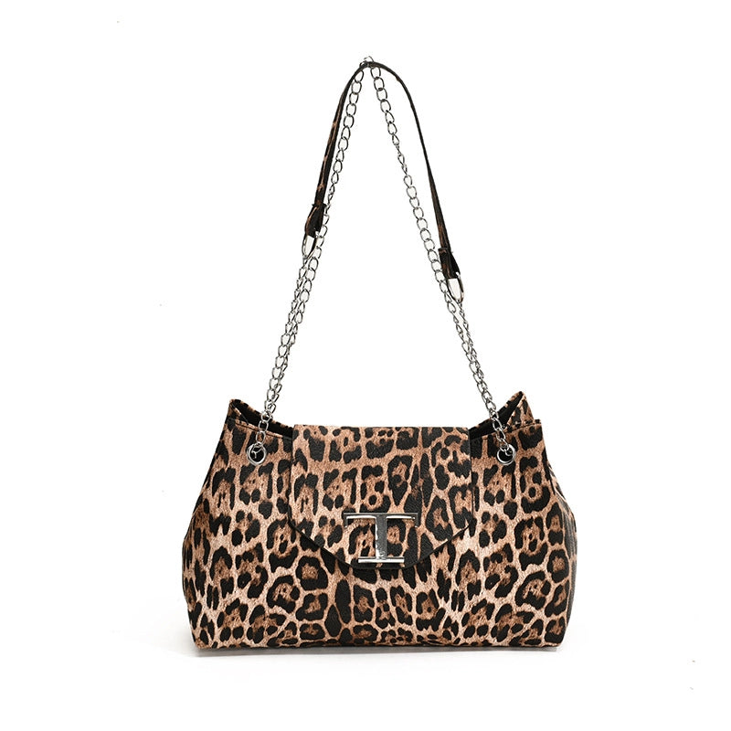 Women’s Pu Leather Leopard Vintage Style Classic Style Square Magnetic Buckle Crossbody Bag